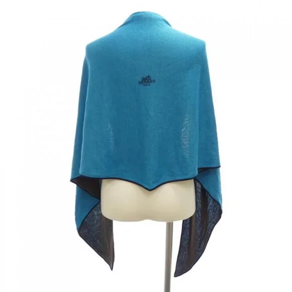 Hermes Stole Silk Cashmere Brown Blue - Picture 2 of 5